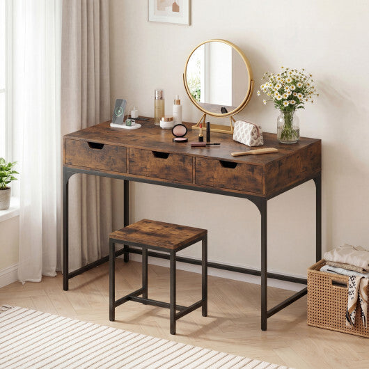 Office Desk with Power Outlets and Hidden Compartment for Study-White
