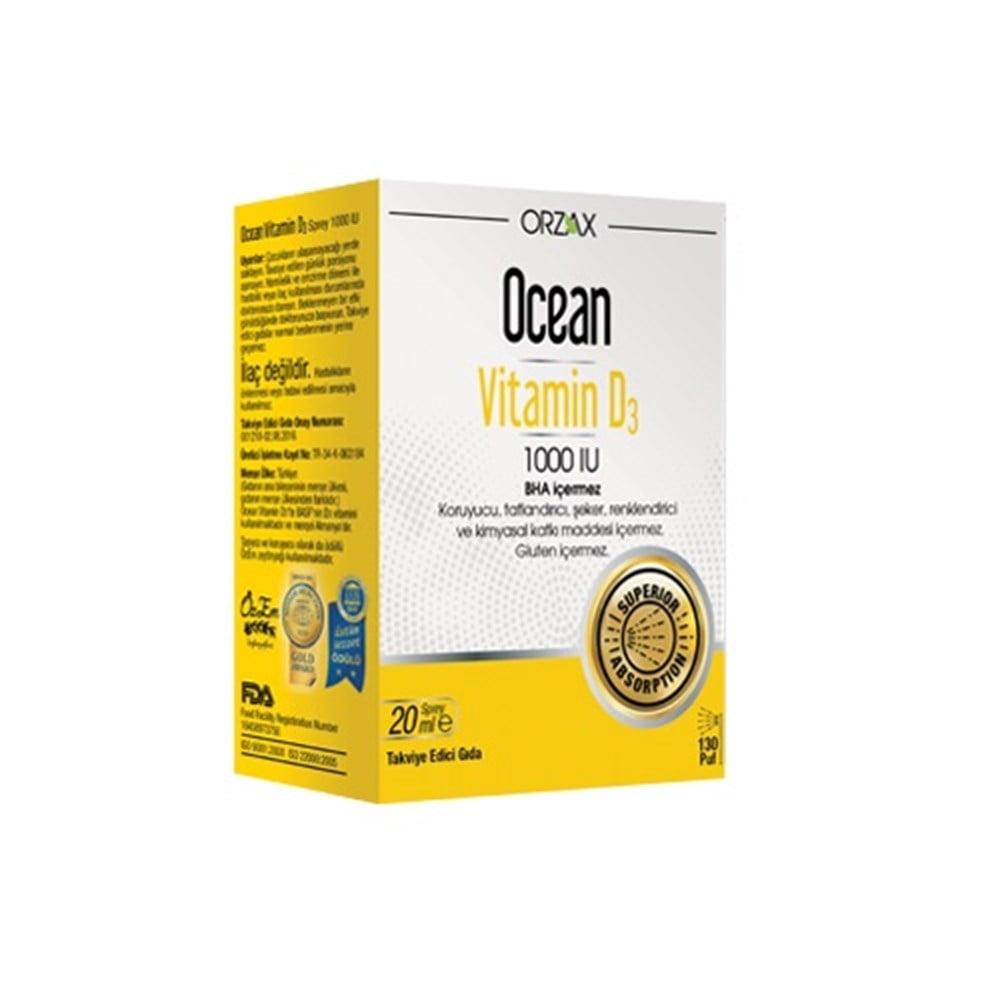 Ocean Vitamin D3 1000IU Spray 20ml - Supports Bone Health & Easy-to-Use Dietary Supplement for Adults