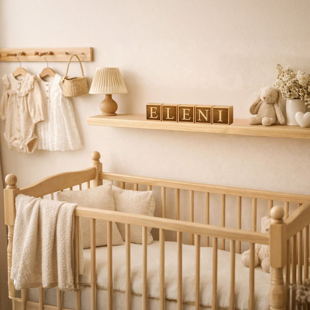 Custom Wood Name Blocks, Engraved Baby Name Sign