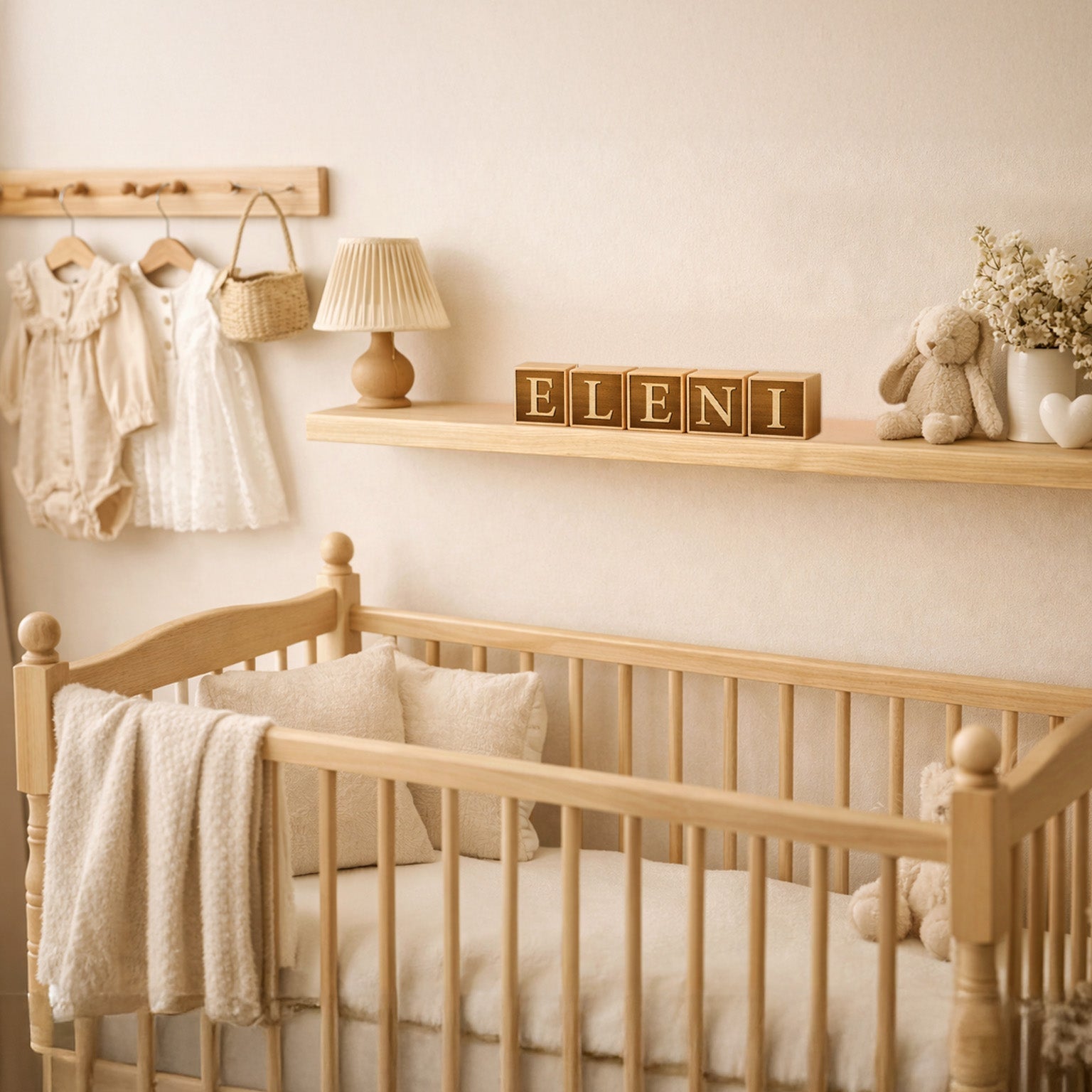 Custom Wood Name Blocks, Engraved Baby Name Sign