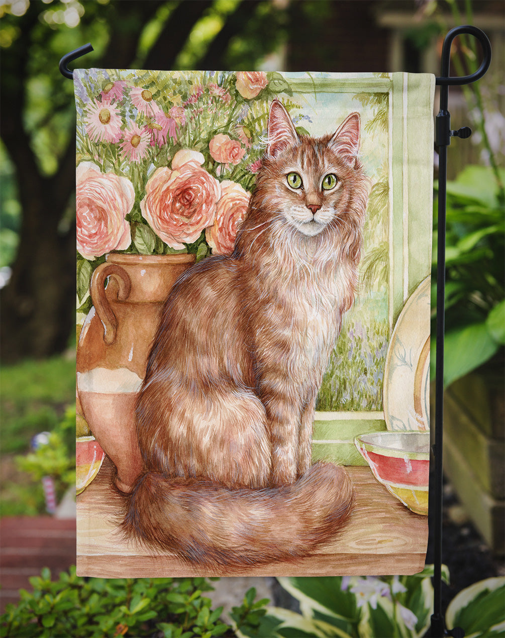 Maine Coon Cat by Debbie Cook Garden Flag Mailbox Decorative Yard Banner Outside Patio Artwork for Flower Beds, Garden Size, Multicolor
