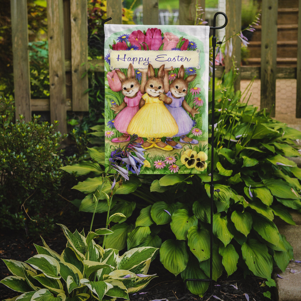 Three Bunnies Happy Easter Garden Flag Mailbox Decorative Yard Banner Outside Patio Artwork for Flower Beds, Garden Size, Multicolor