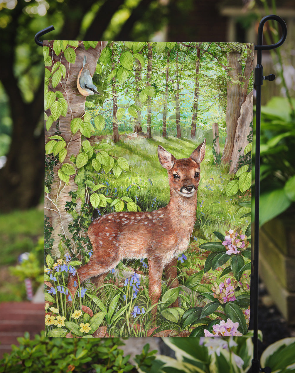 European Roe Deer Fawn Garden Flag Mailbox Decorative Yard Banner Outside Patio Artwork for Flower Beds, Garden Size, Multicolor