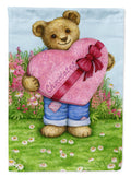 Valentine Teddy Bear with Chocolates Garden Flag Mailbox Decorative Yard Banner Outside Patio Artwork for Flower Beds, Garden Size, Multicolor