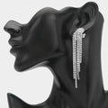 Crystal Rhinestone Long Fringe Clip on Earrings