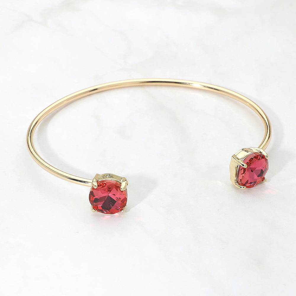 Faceted Round Stone Cluster Tip Cuff Bracelet