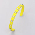 Round Stone Embellished Colored Cuff Bracelet
