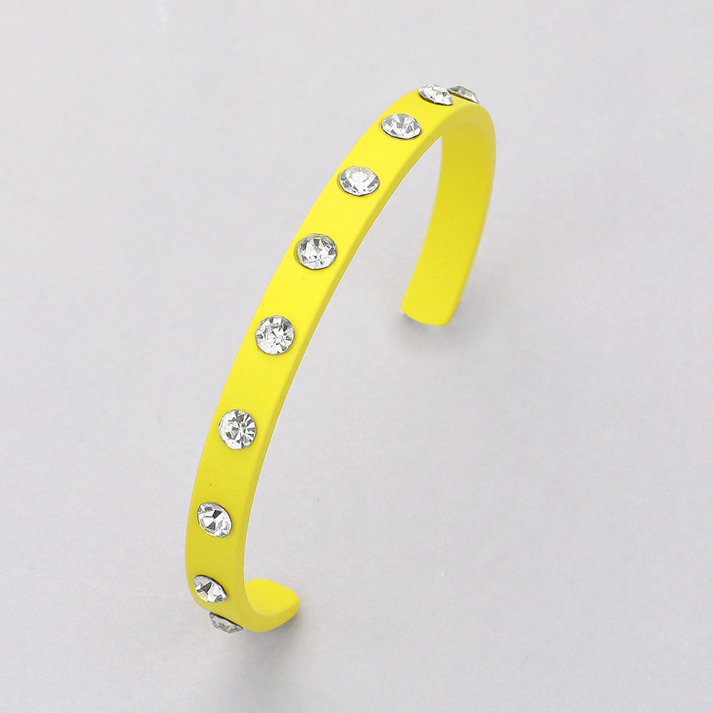 Round Stone Embellished Colored Cuff Bracelet