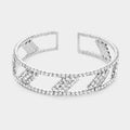 Rhombus Rhinestone Pave Accented Cuff Bracelet