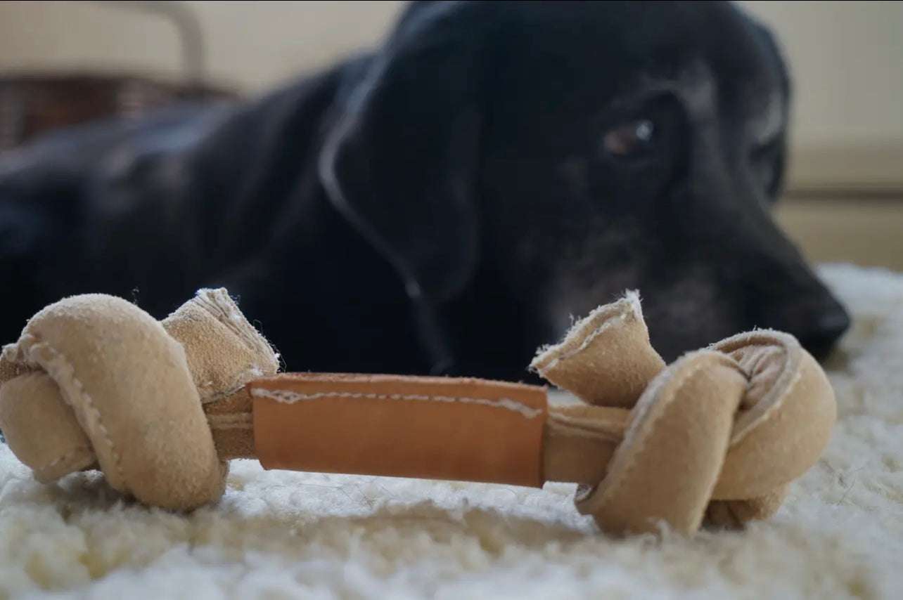 🦴🐾 Huggle-Hide Natural Leather Knotted Toy