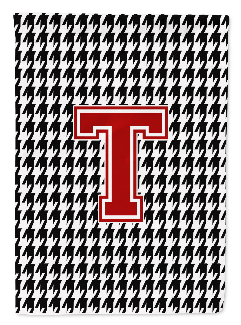 Letter T Monogram - Houndstooth Black Garden Flag Mailbox Decorative Yard Banner Outside Patio Artwork for Flower Beds, Garden Size, Multicolor