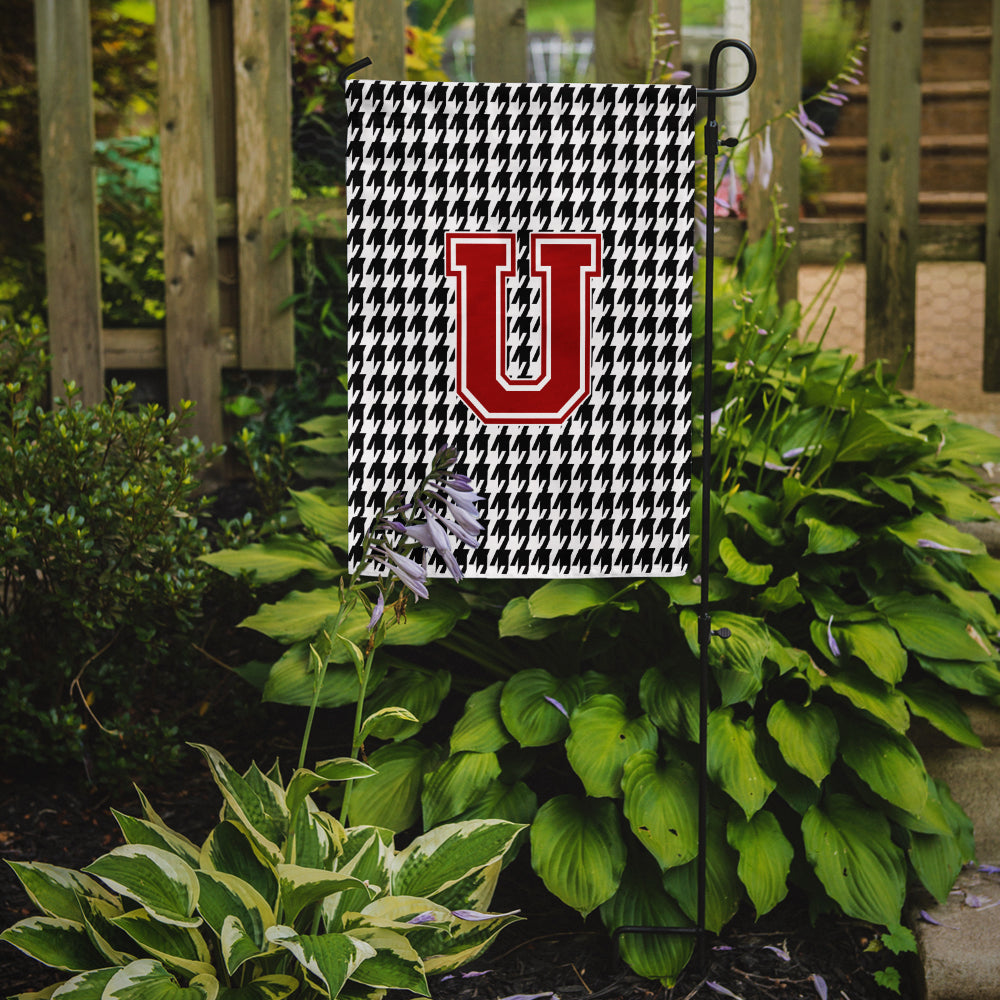 Letter U Monogram - Houndstooth Black Garden Flag Mailbox Decorative Yard Banner Outside Patio Artwork for Flower Beds, Garden Size, Multicolor