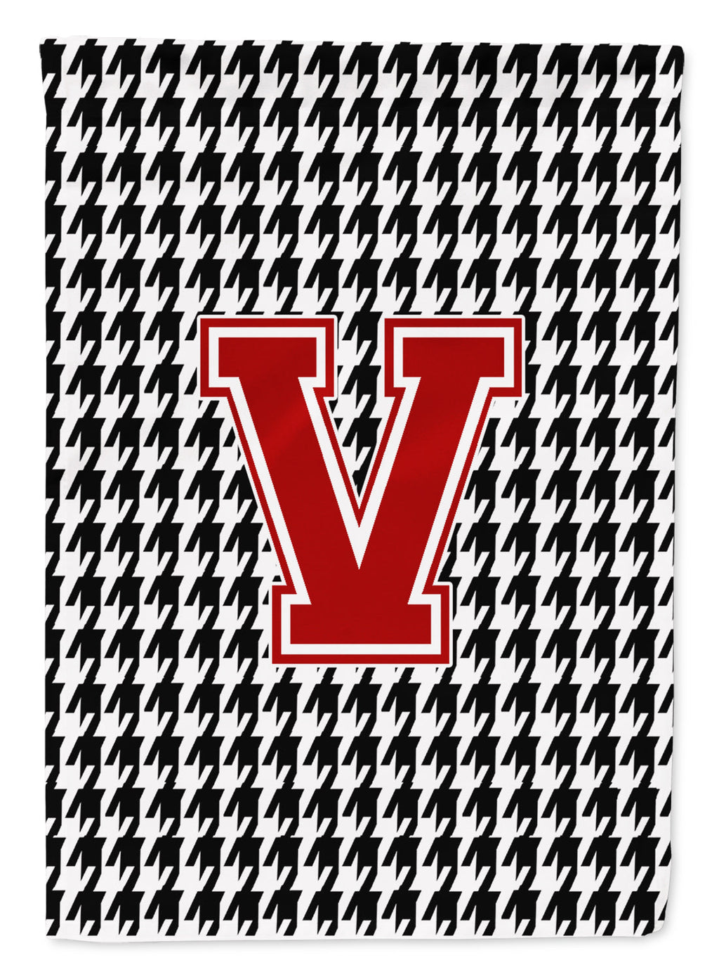 Letter V Monogram - Houndstooth Black Garden Flag Mailbox Decorative Yard Banner Outside Patio Artwork for Flower Beds, Garden Size, Multicolor