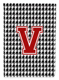 Letter V Monogram - Houndstooth Black Garden Flag Mailbox Decorative Yard Banner Outside Patio Artwork for Flower Beds, Garden Size, Multicolor