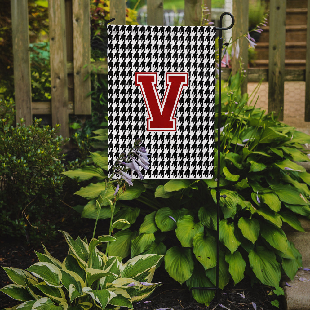 Letter V Monogram - Houndstooth Black Garden Flag Mailbox Decorative Yard Banner Outside Patio Artwork for Flower Beds, Garden Size, Multicolor