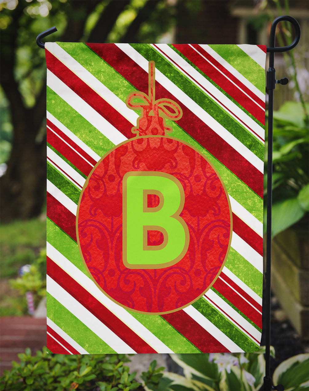 Christmas Oranment Holiday Initial Letter B Garden Flag Mailbox Decorative Yard Banner Outside Patio Artwork for Flower Beds, Garden Size, Multicolor
