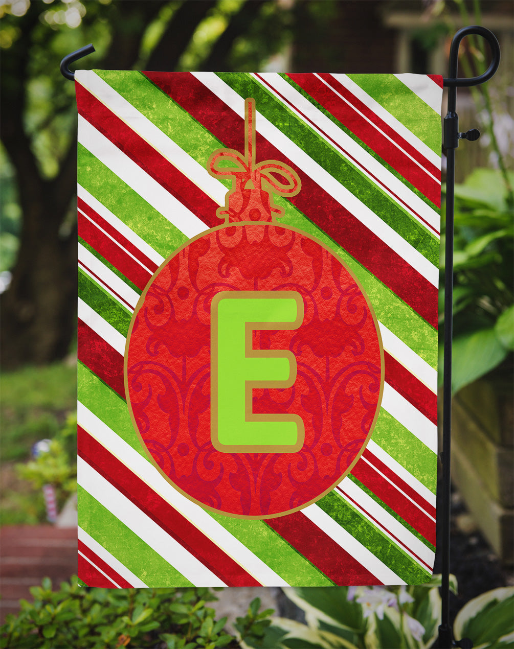 Christmas Oranment Holiday Initial Letter E Garden Flag Mailbox Decorative Yard Banner Outside Patio Artwork for Flower Beds, Garden Size, Multicolor