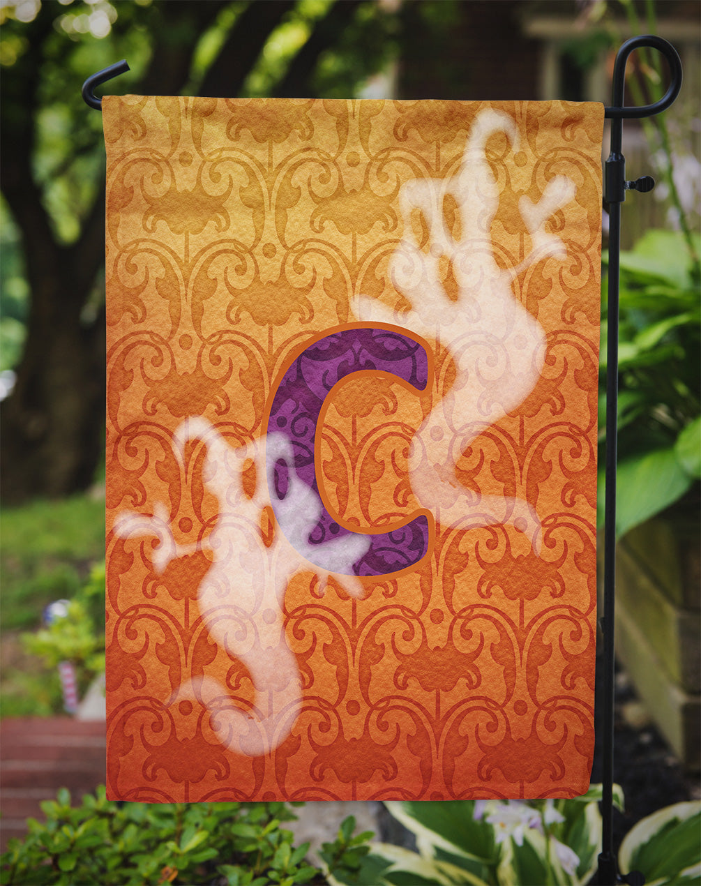 Halloween Ghost Letter C Garden Flag Mailbox Decorative Yard Banner Outside Patio Artwork for Flower Beds, Garden Size, Multicolor