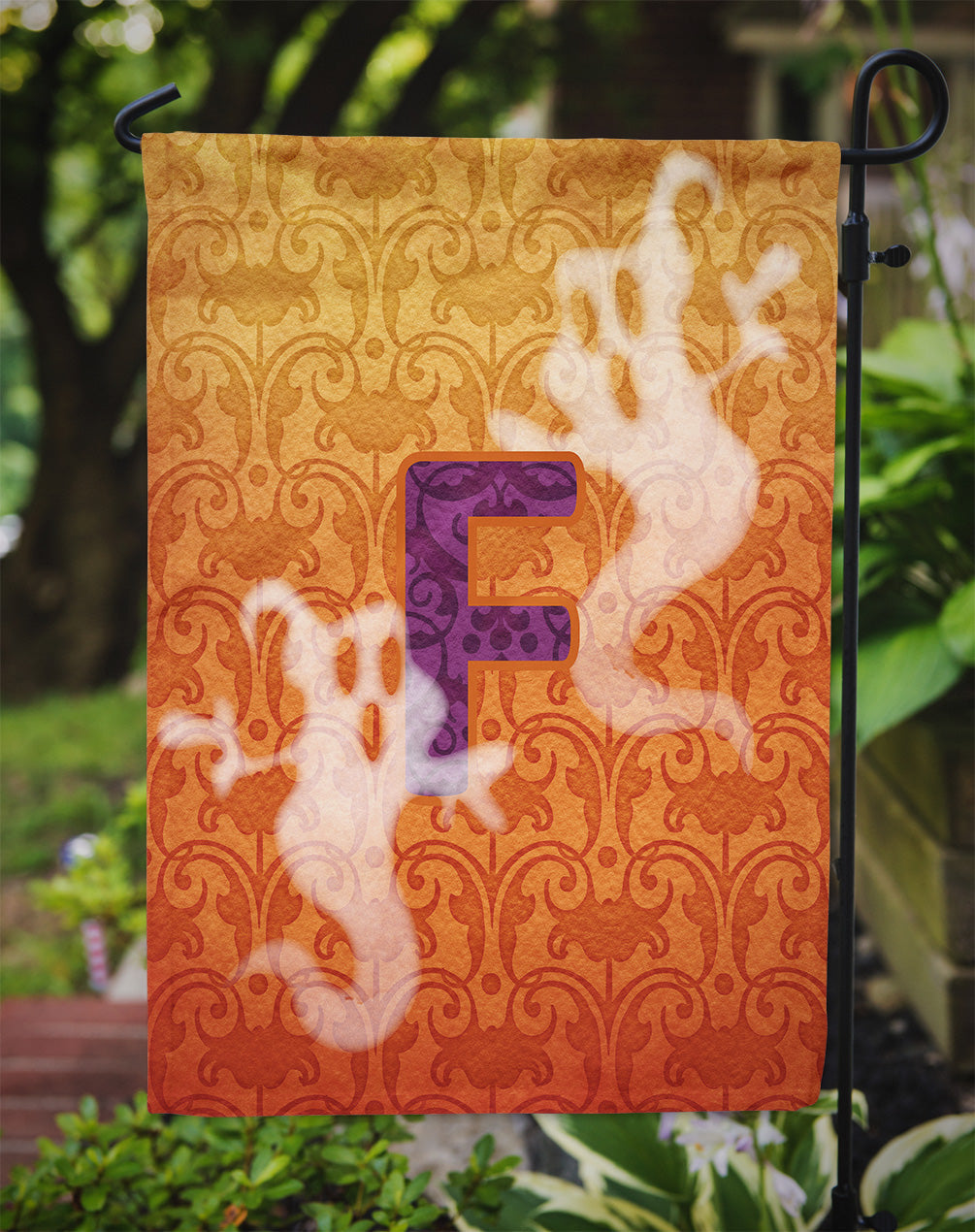 Halloween Ghost Letter F Garden Flag Mailbox Decorative Yard Banner Outside Patio Artwork for Flower Beds, Garden Size, Multicolor