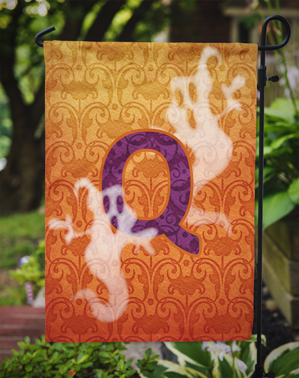 Halloween Ghost Letter Q Garden Flag Mailbox Decorative Yard Banner Outside Patio Artwork for Flower Beds, Garden Size, Multicolor