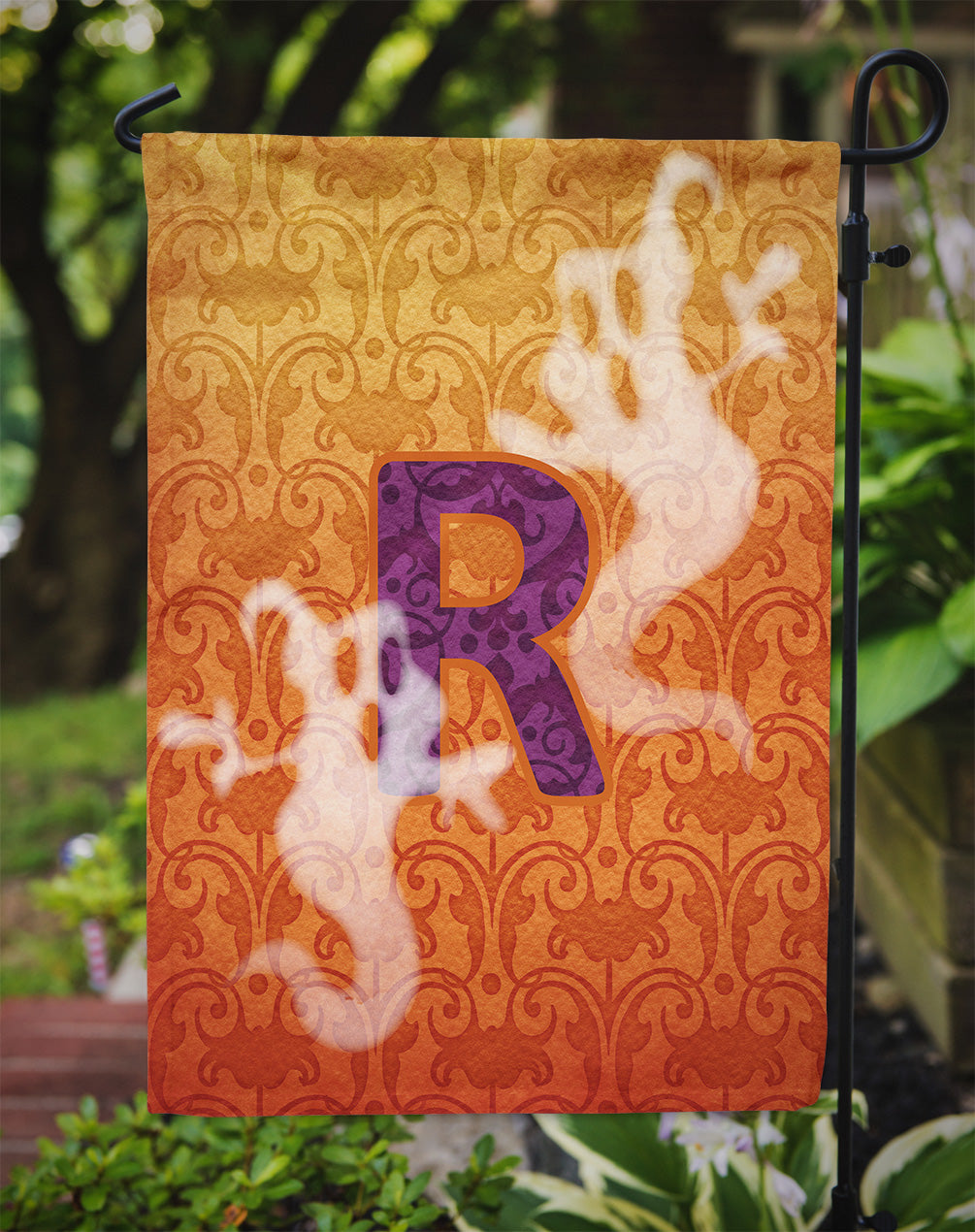 Halloween Ghost Letter R Garden Flag Mailbox Decorative Yard Banner Outside Patio Artwork for Flower Beds, Garden Size, Multicolor