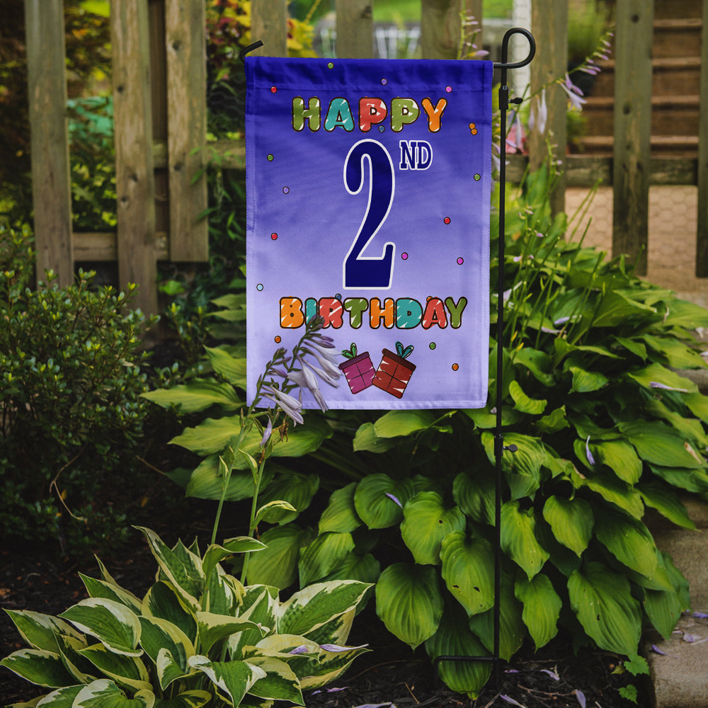 Happy 2nd Birthday Garden Flag Mailbox Decorative Yard Banner Outside Patio Artwork for Flower Beds, Garden Size, Multicolor