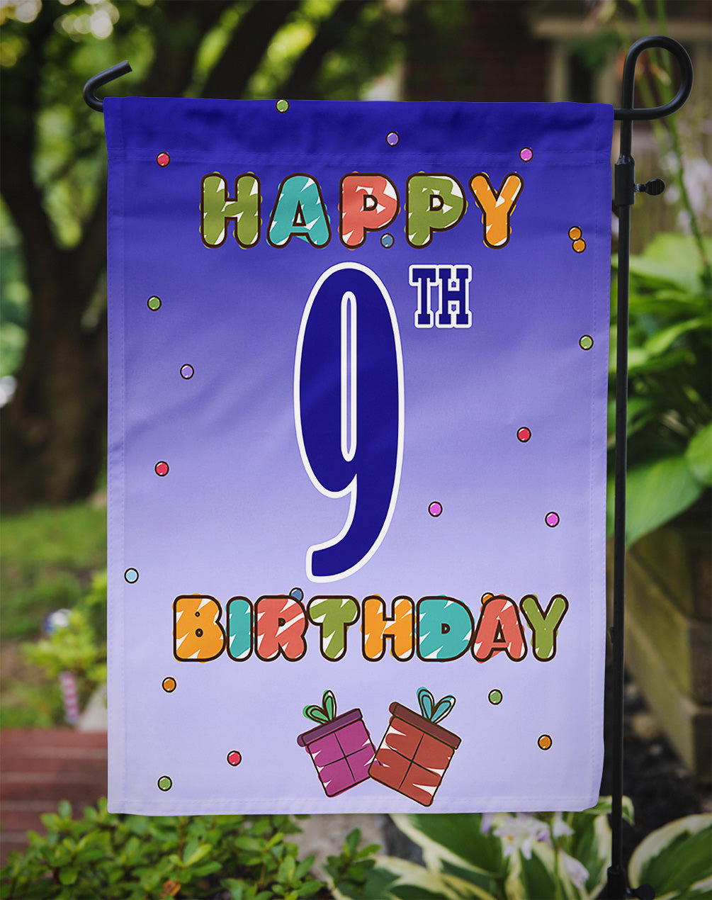 Happy 9th Birthday Garden Flag Mailbox Decorative Yard Banner Outside Patio Artwork for Flower Beds, Garden Size, Multicolor