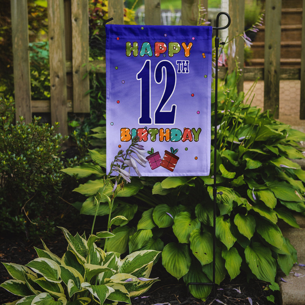 Happy 12th Birthday Garden Flag Mailbox Decorative Yard Banner Outside Patio Artwork for Flower Beds, Garden Size, Multicolor