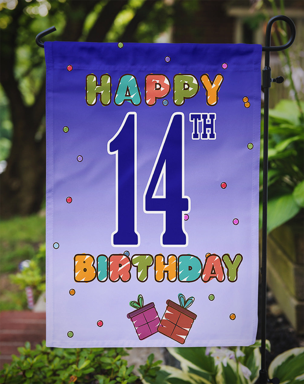 Happy 14th Birthday Garden Flag Mailbox Decorative Yard Banner Outside Patio Artwork for Flower Beds, Garden Size, Multicolor