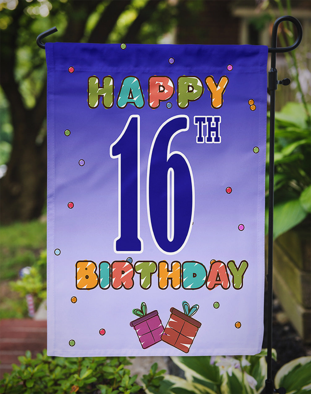 Happy 16th Birthday Garden Flag Mailbox Decorative Yard Banner Outside Patio Artwork for Flower Beds, Garden Size, Multicolor