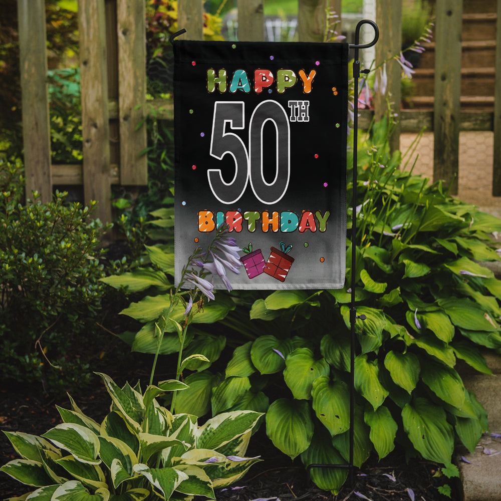 Happy 50th Birthday Garden Flag Mailbox Decorative Yard Banner Outside Patio Artwork for Flower Beds, Garden Size, Multicolor