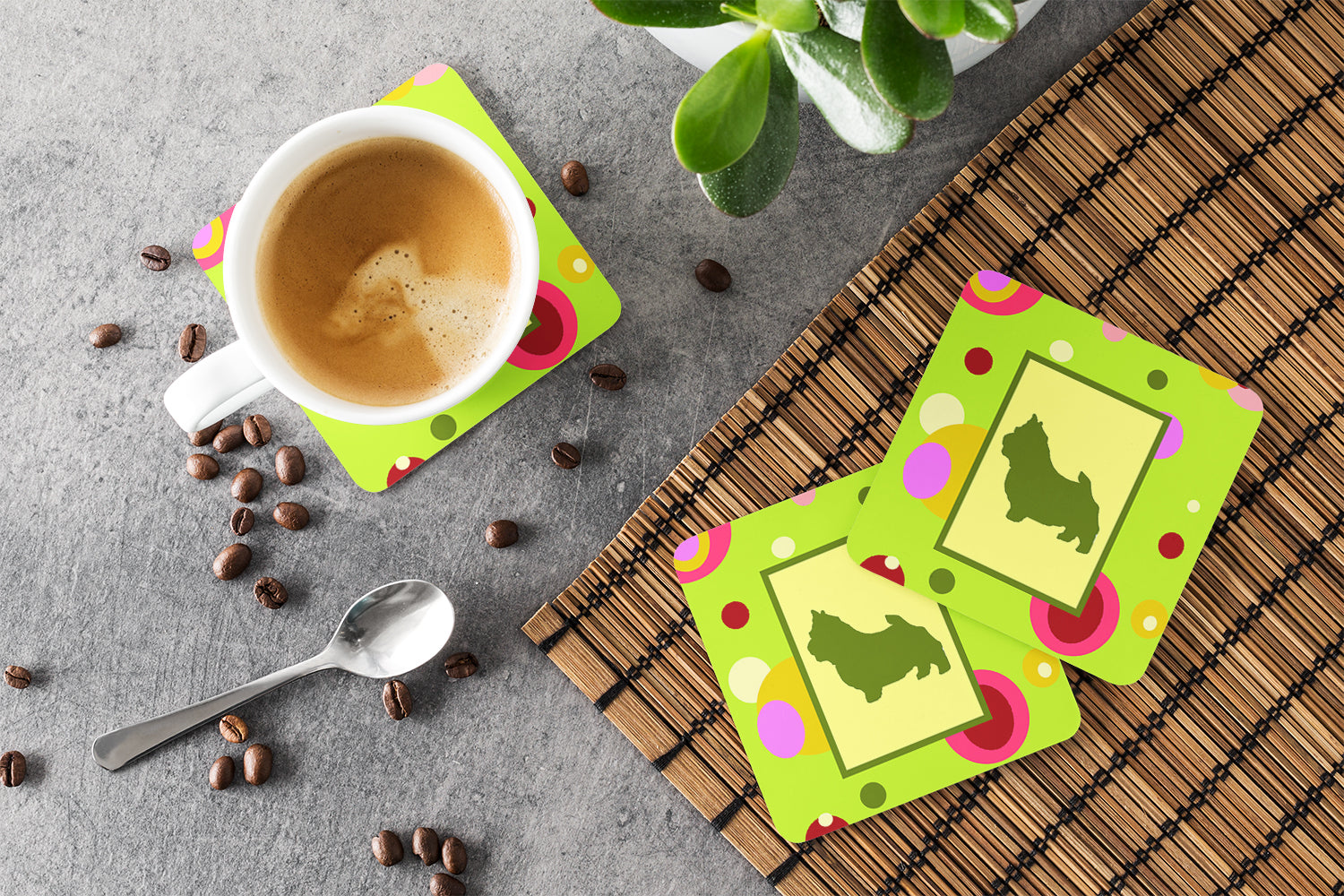 Norwich Terrier Foam Coasters Set of 4 Cup Coasters for Indoor Outdoor, Tabletop Protection, Anti Slip, Mouse pad Material
