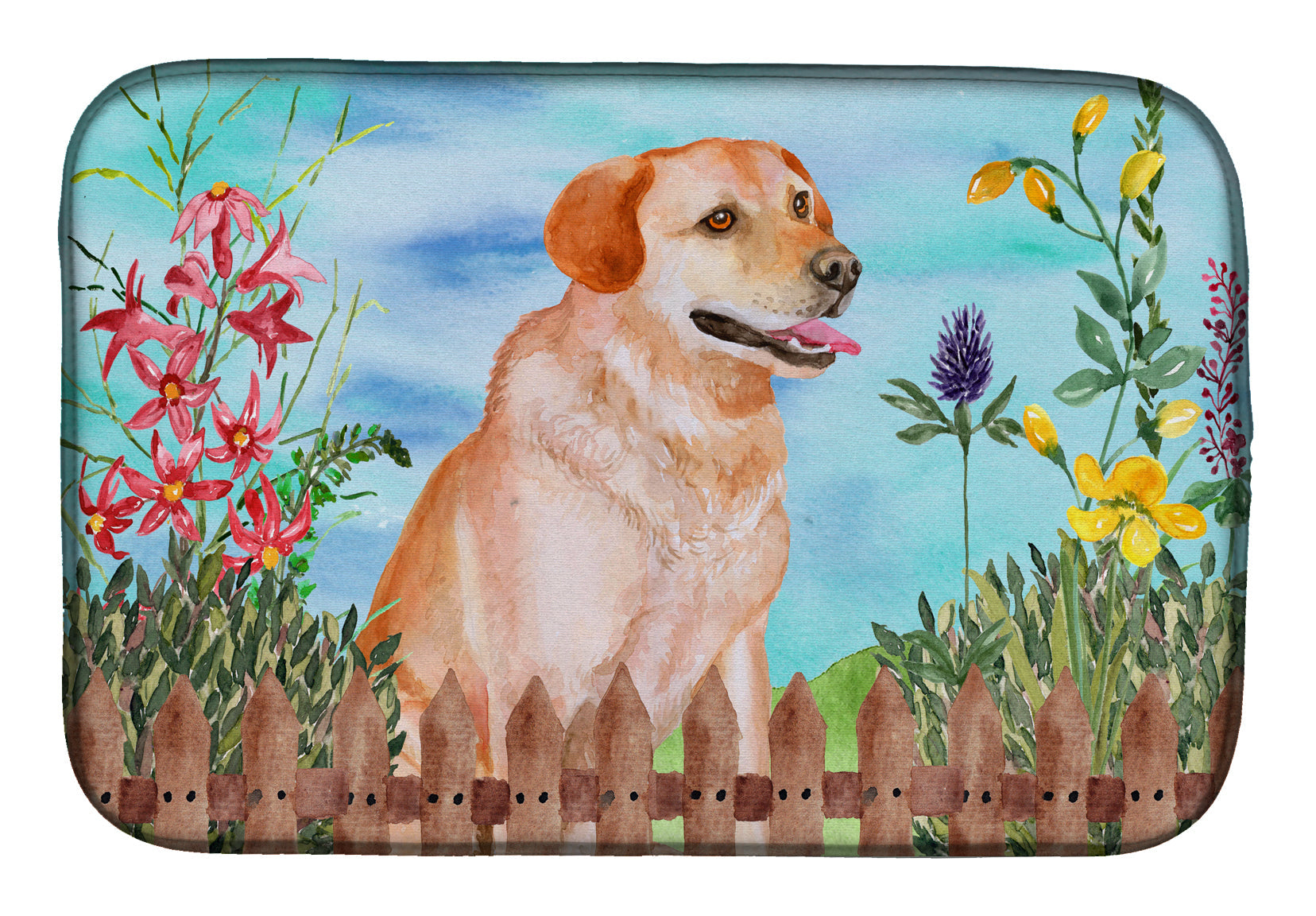 Labrador Retriever Spring Dish Drying Mat Absorbent Dish Drying Mat Pad for Kitchen Counter Dish Drainer Mat for Countertop, 14 x 21", Multicolor