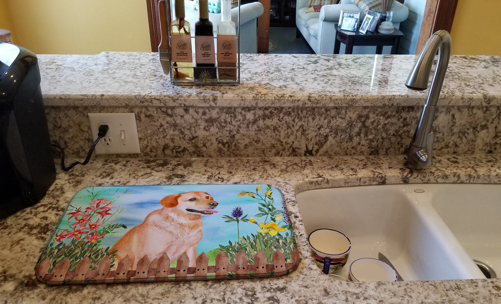 Labrador Retriever Spring Dish Drying Mat Absorbent Dish Drying Mat Pad for Kitchen Counter Dish Drainer Mat for Countertop, 14 x 21", Multicolor