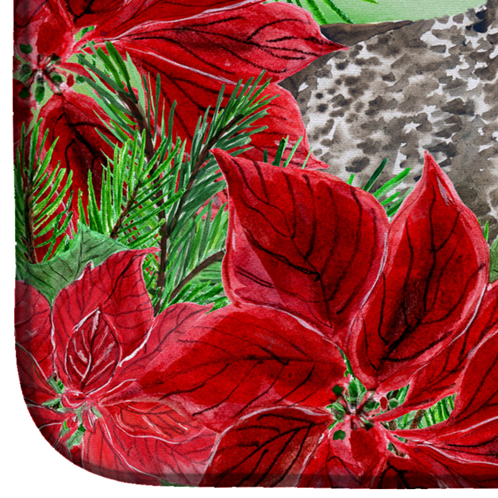 German Shorthaired Pointer Poinsettas Dish Drying Mat Absorbent Dish Drying Mat Pad for Kitchen Counter Dish Drainer Mat for Countertop, 14 x 21", Multicolor