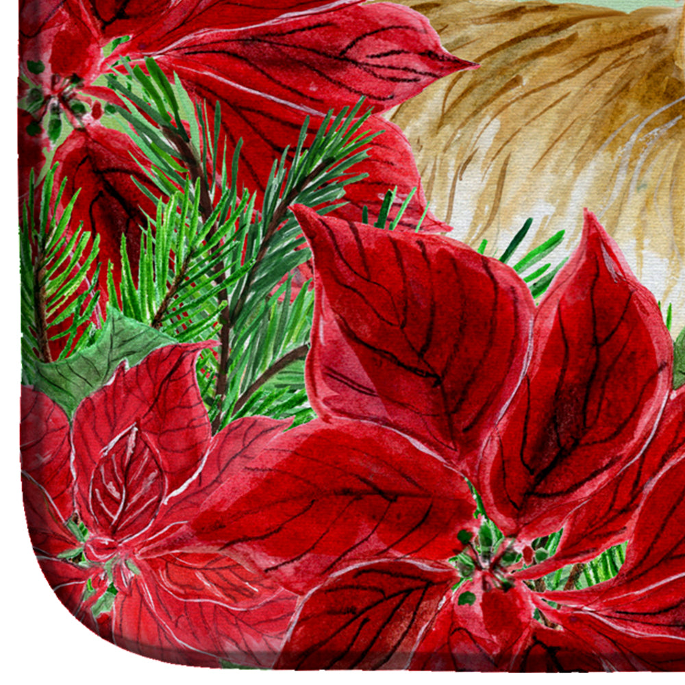 Morkie Poinsettas Dish Drying Mat Absorbent Dish Drying Mat Pad for Kitchen Counter Dish Drainer Mat for Countertop, 14 x 21", Multicolor