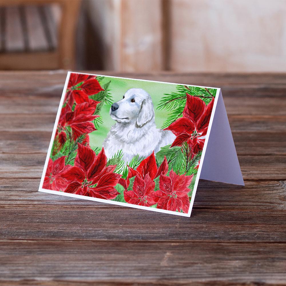 Maremma Sheepdog Poinsettas Greeting Cards Pack of 8 Blank Cards with Envelopes Whimsical A7 Size 5x7