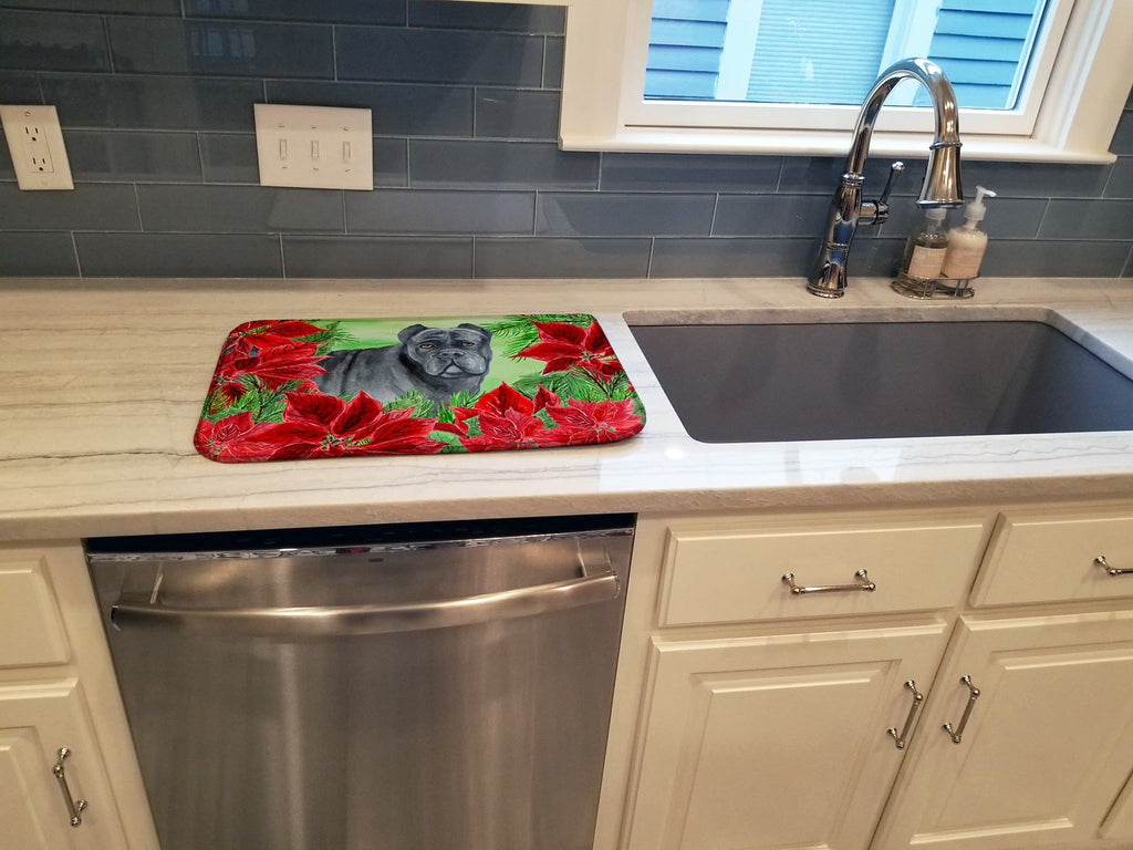 Cane Corso Poinsettas Dish Drying Mat Absorbent Dish Drying Mat Pad for Kitchen Counter Dish Drainer Mat for Countertop, 14 x 21", Multicolor