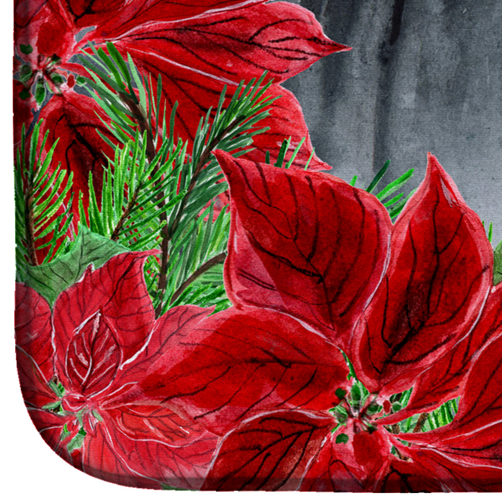 Cane Corso Poinsettas Dish Drying Mat Absorbent Dish Drying Mat Pad for Kitchen Counter Dish Drainer Mat for Countertop, 14 x 21", Multicolor