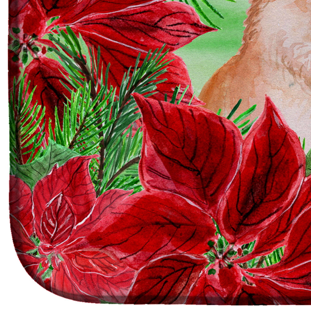Labrador Retriever Poinsettas Dish Drying Mat Absorbent Dish Drying Mat Pad for Kitchen Counter Dish Drainer Mat for Countertop, 14 x 21", Multicolor