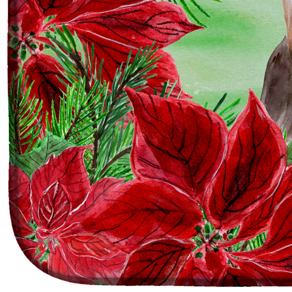 Yorkshire Terrier #2 Poinsettas Dish Drying Mat Absorbent Dish Drying Mat Pad for Kitchen Counter Dish Drainer Mat for Countertop, 14 x 21", Multicolor