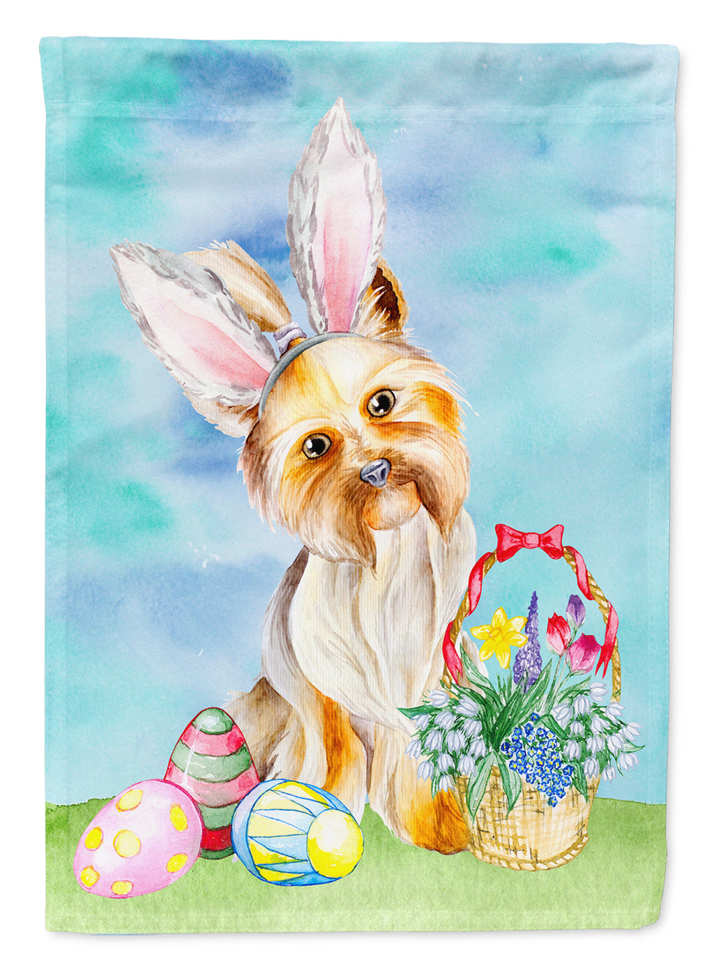 Yorkie Easter Bunny Garden Flag Mailbox Decorative Yard Banner Outside Patio Artwork for Flower Beds, Garden Size, Multicolor