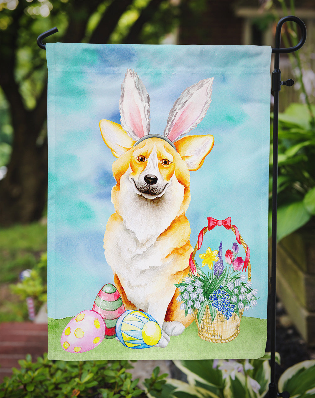 Corgi Easter Bunny Garden Flag Mailbox Decorative Yard Banner Outside Patio Artwork for Flower Beds, Garden Size, Multicolor