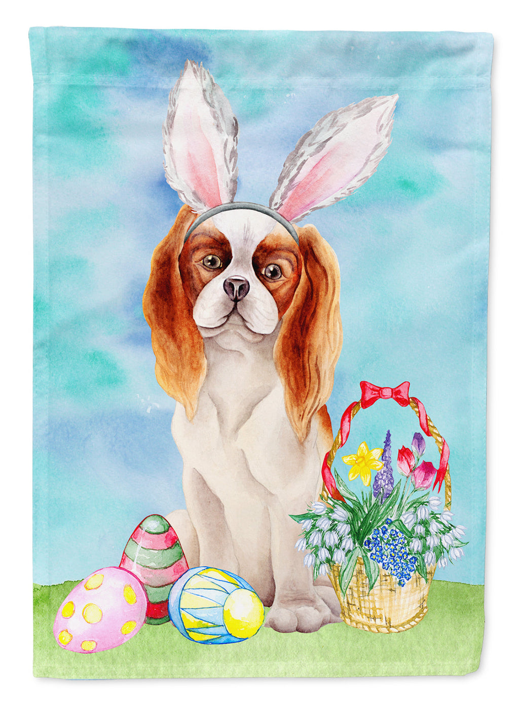 Cavalier Spaniel Easter Bunny Garden Flag Mailbox Decorative Yard Banner Outside Patio Artwork for Flower Beds, Garden Size, Multicolor
