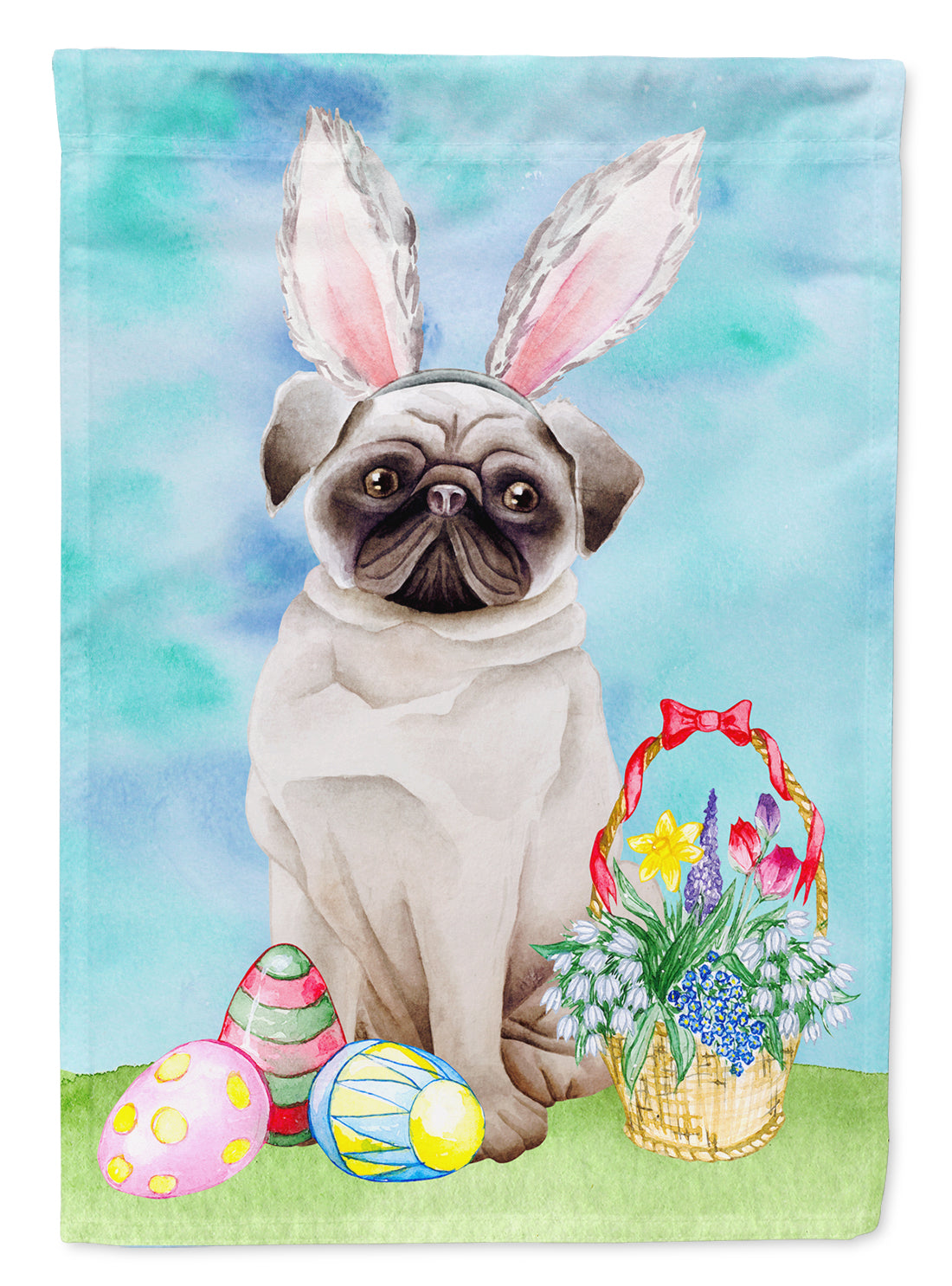 Pug Easter Bunny Garden Flag Mailbox Decorative Yard Banner Outside Patio Artwork for Flower Beds, Garden Size, Multicolor