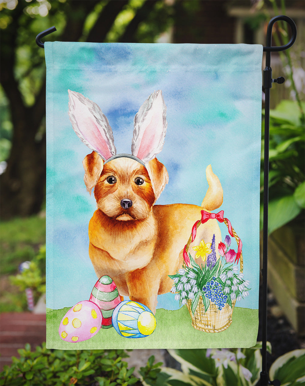 Norfolk Terrier Easter Bunny Garden Flag Mailbox Decorative Yard Banner Outside Patio Artwork for Flower Beds, Garden Size, Multicolor