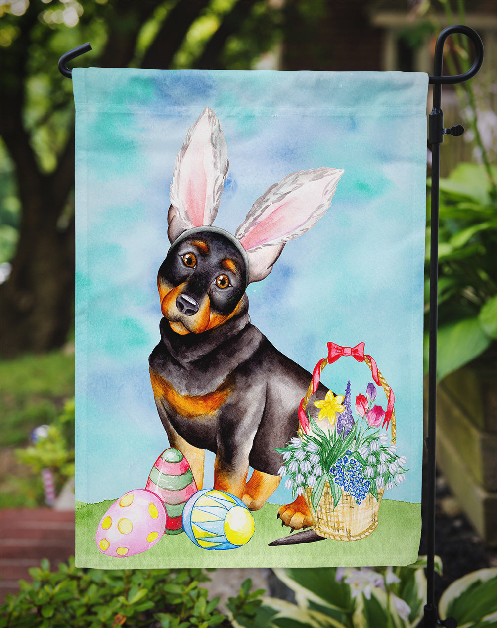 Lancashire Heeler Easter Bunny Garden Flag Mailbox Decorative Yard Banner Outside Patio Artwork for Flower Beds, Garden Size, Multicolor