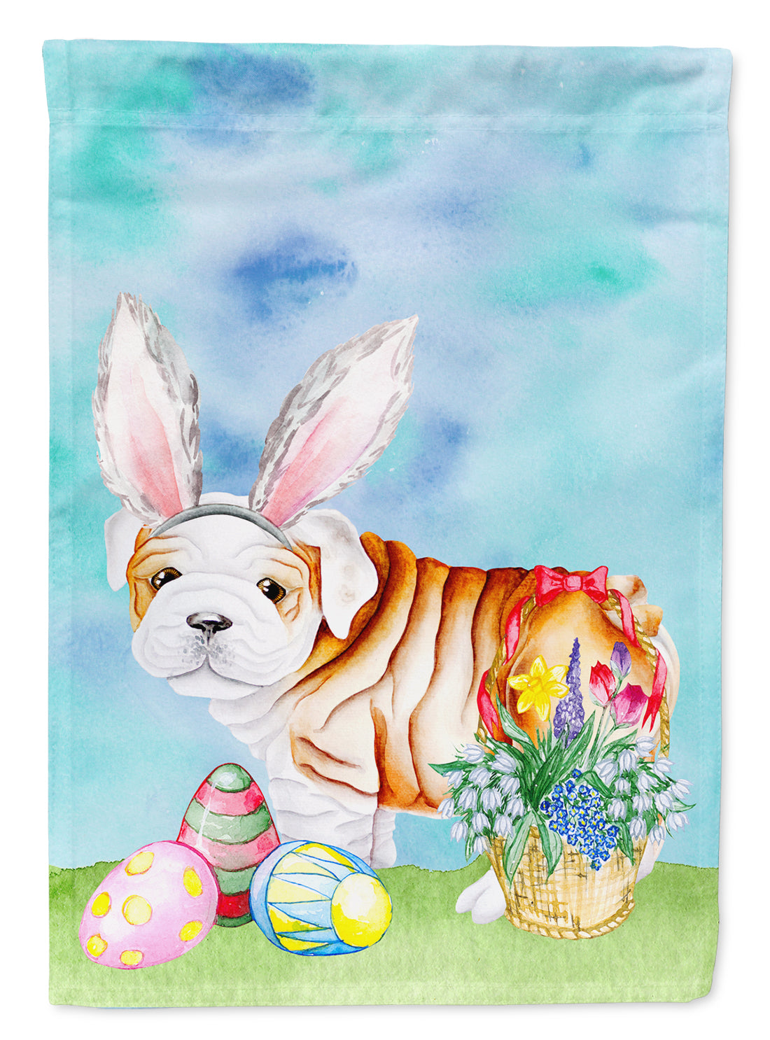 English Bulldog Easter Bunny Garden Flag Mailbox Decorative Yard Banner Outside Patio Artwork for Flower Beds, Garden Size, Multicolor