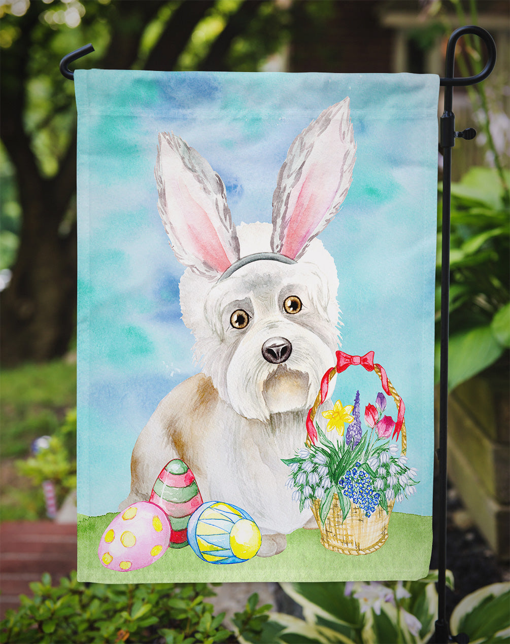 Dandie Dinmont Easter Bunny Garden Flag Mailbox Decorative Yard Banner Outside Patio Artwork for Flower Beds, Garden Size, Multicolor