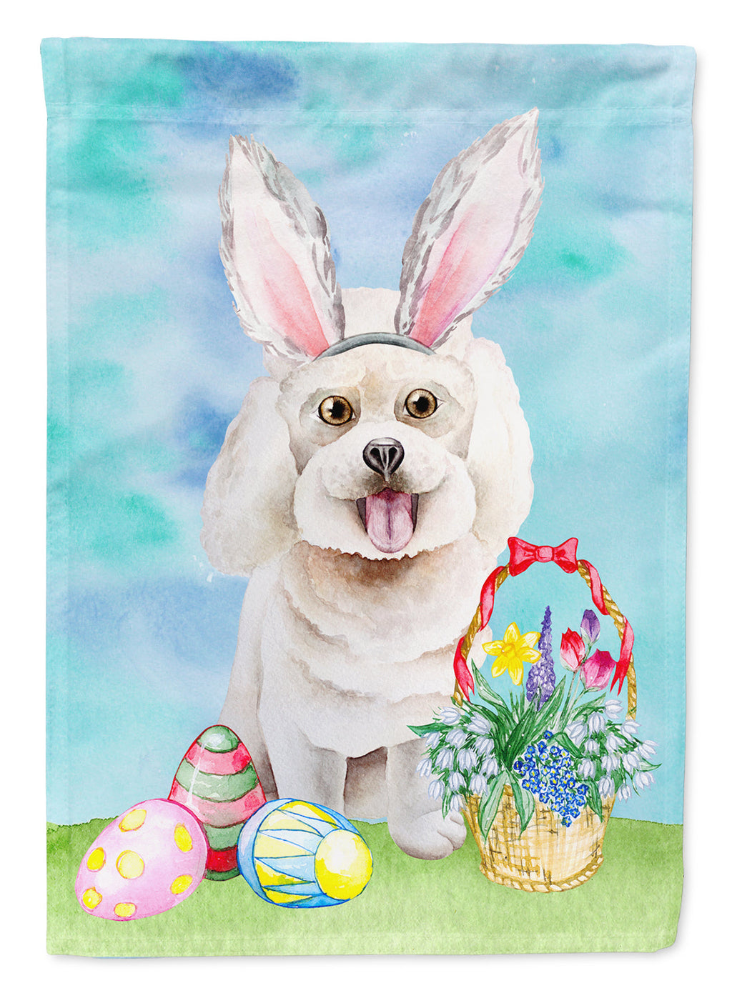 Bichon Frise Easter Bunny Garden Flag Mailbox Decorative Yard Banner Outside Patio Artwork for Flower Beds, Garden Size, Multicolor
